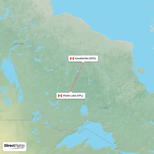 Pickle Lake - Kasabonika direct flight map