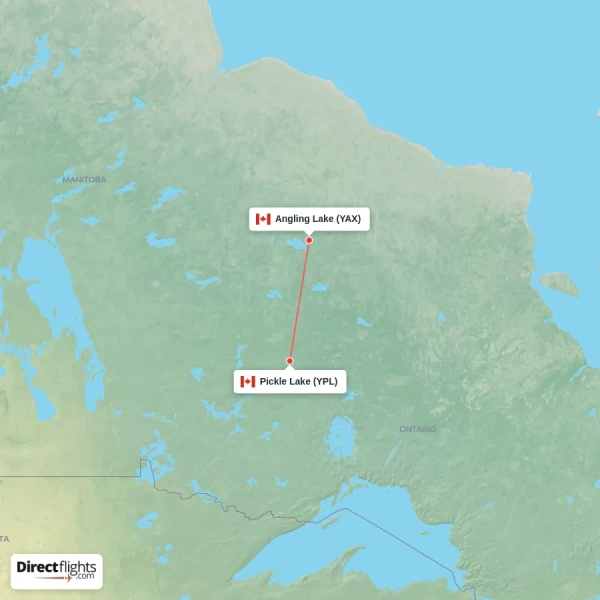 Pickle Lake - Angling Lake direct flight map