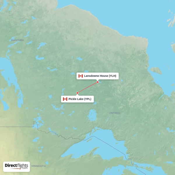 Pickle Lake - Lansdowne House direct flight map