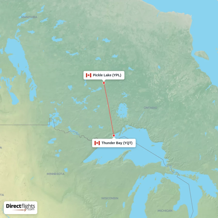 YPL - YQT route map