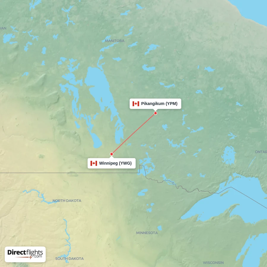 YPM - YWG route map