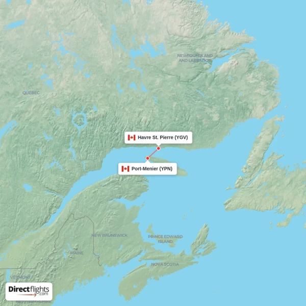 Port-Menier - Havre St. Pierre direct flight map