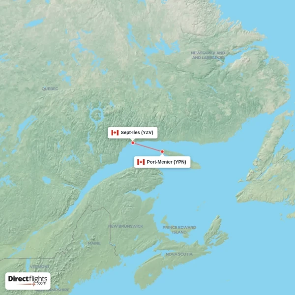 Port-Menier - Sept-Iles direct flight map