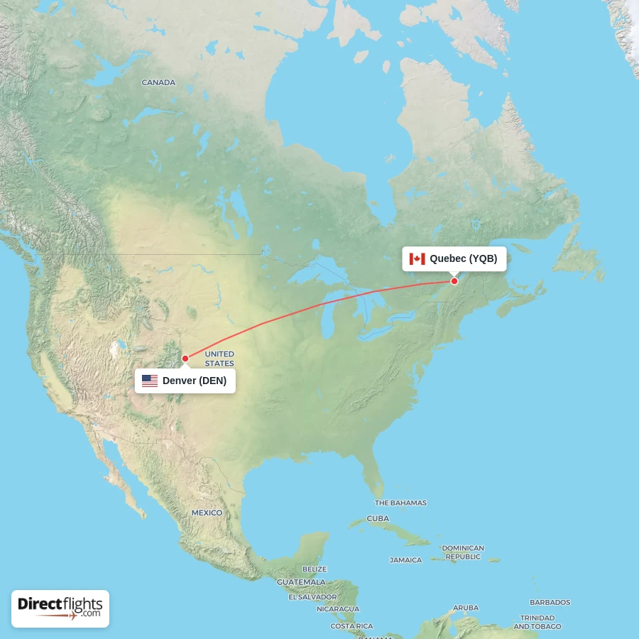 YQB - DEN route map