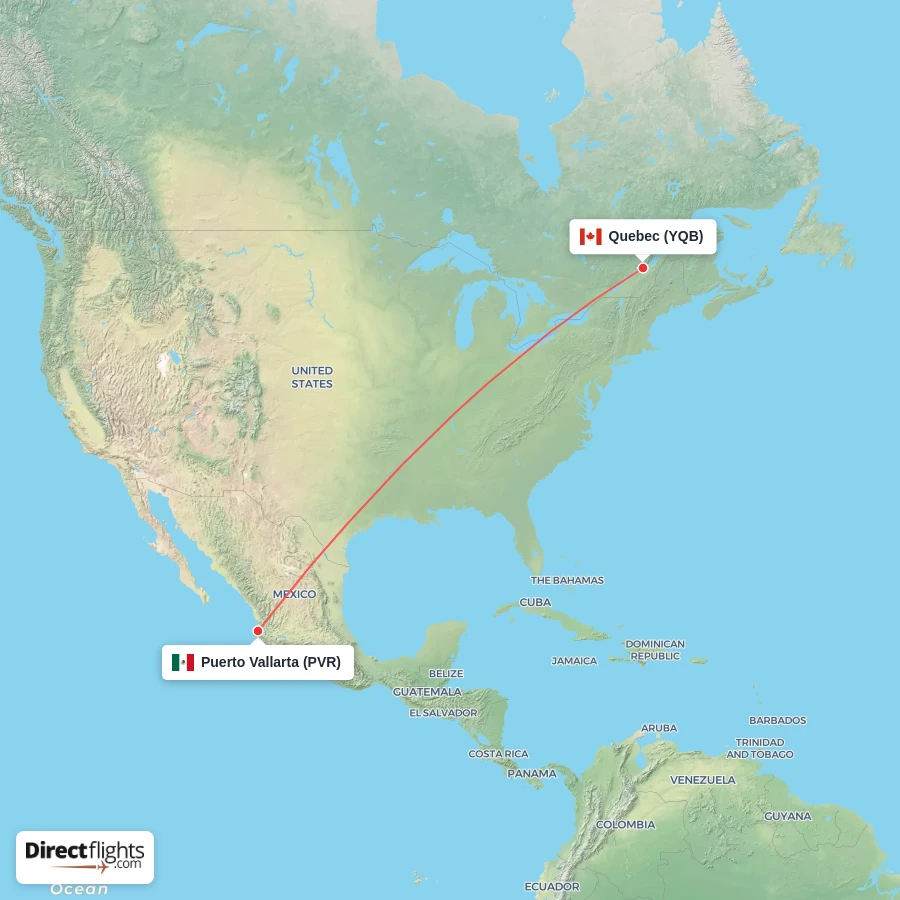 YQB - PVR route map