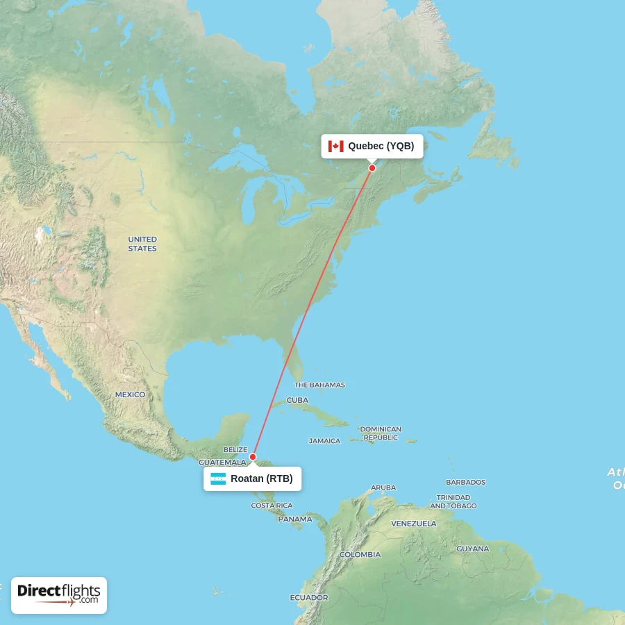 YQB - RTB route map