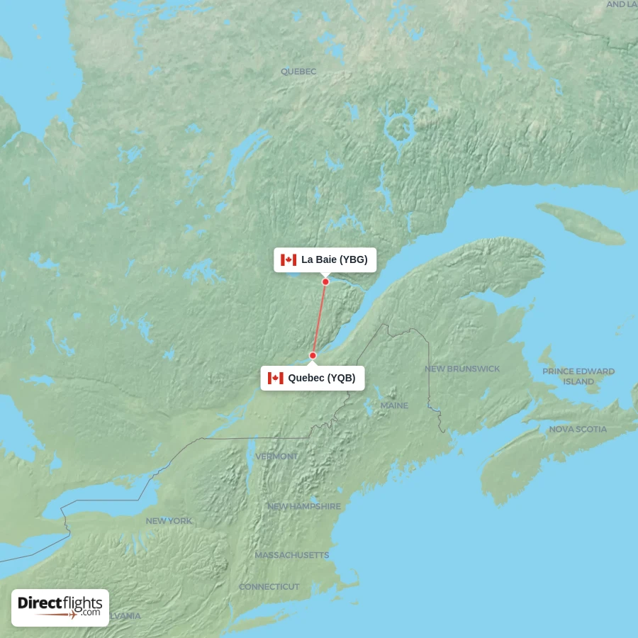 YQB - YBG route map