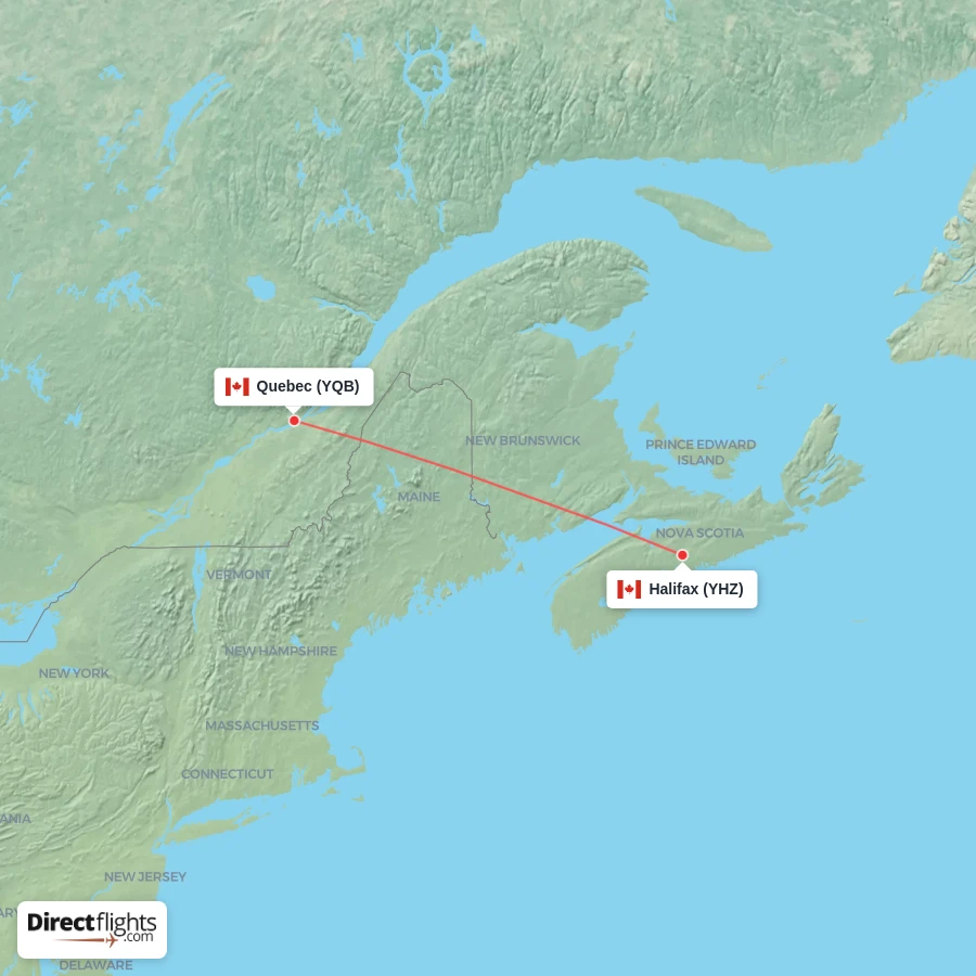 YQB - YHZ route map