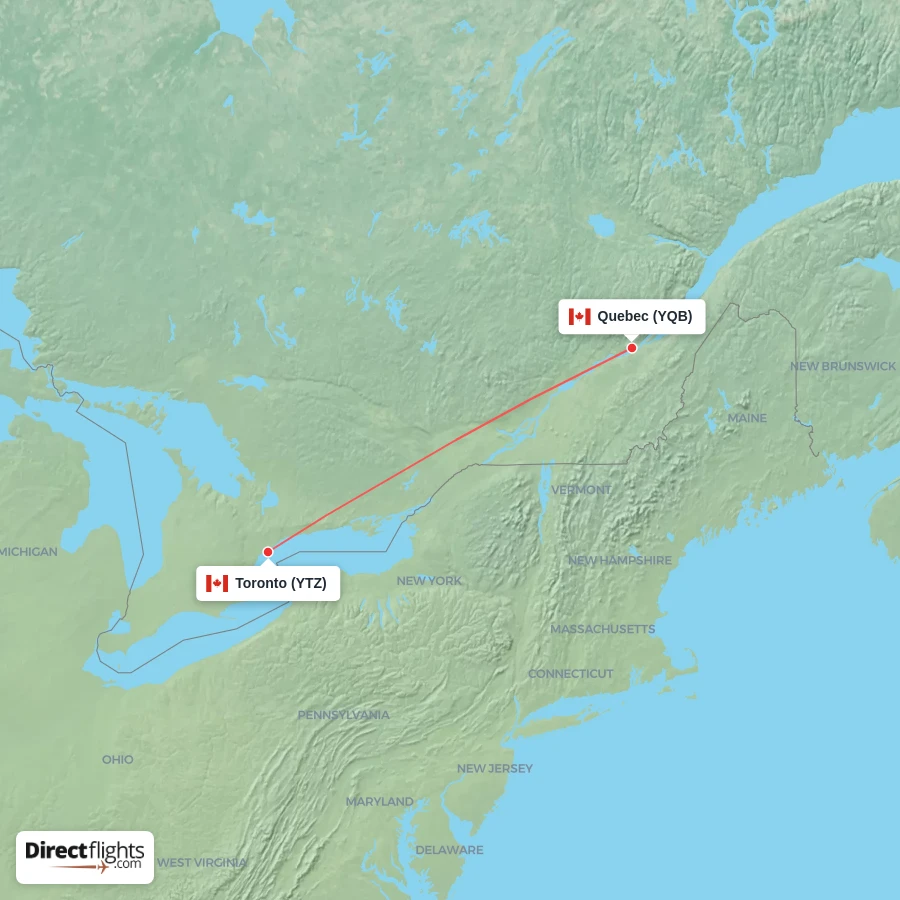 YQB - YTZ route map