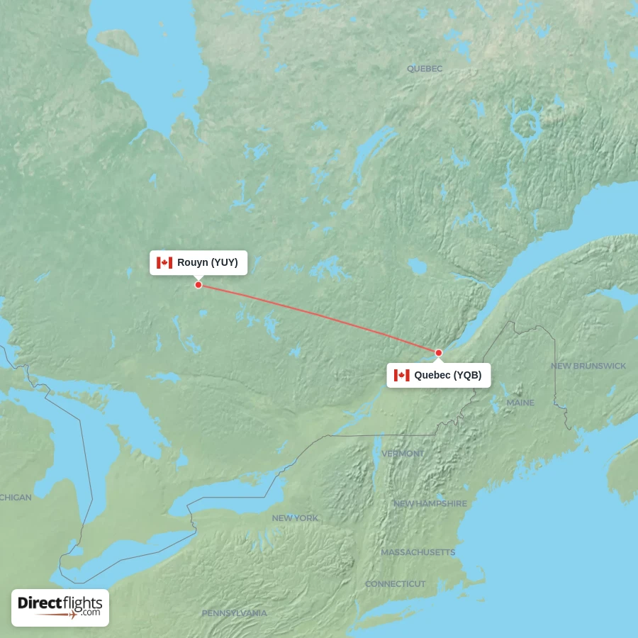 YQB - YUY route map