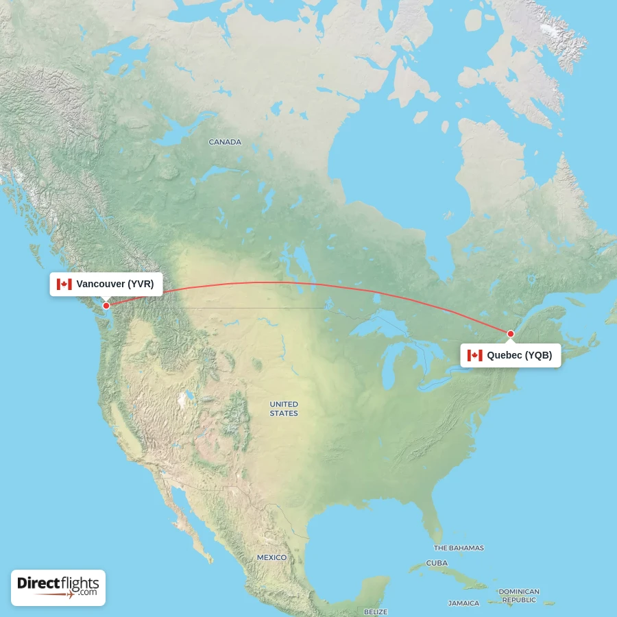 YQB - YVR route map