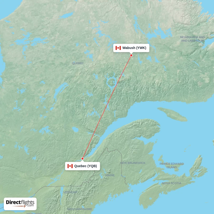 YQB - YWK route map