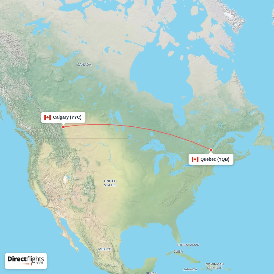 YQB - YYC route map