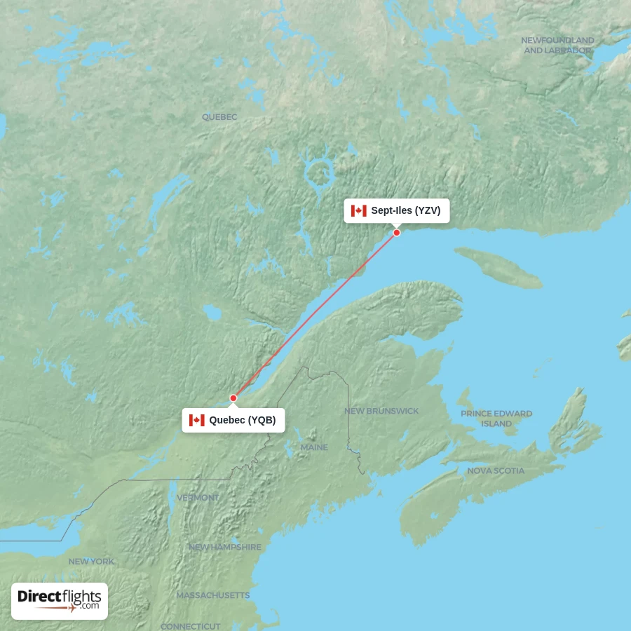 YQB - YZV route map