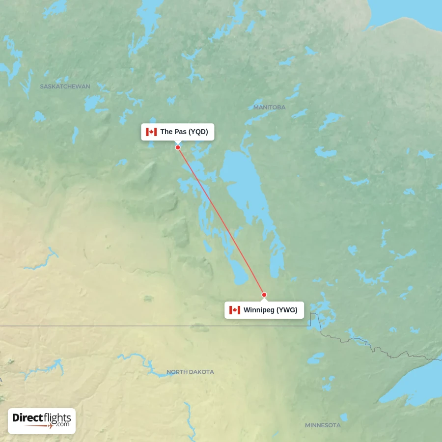 YQD - YWG route map