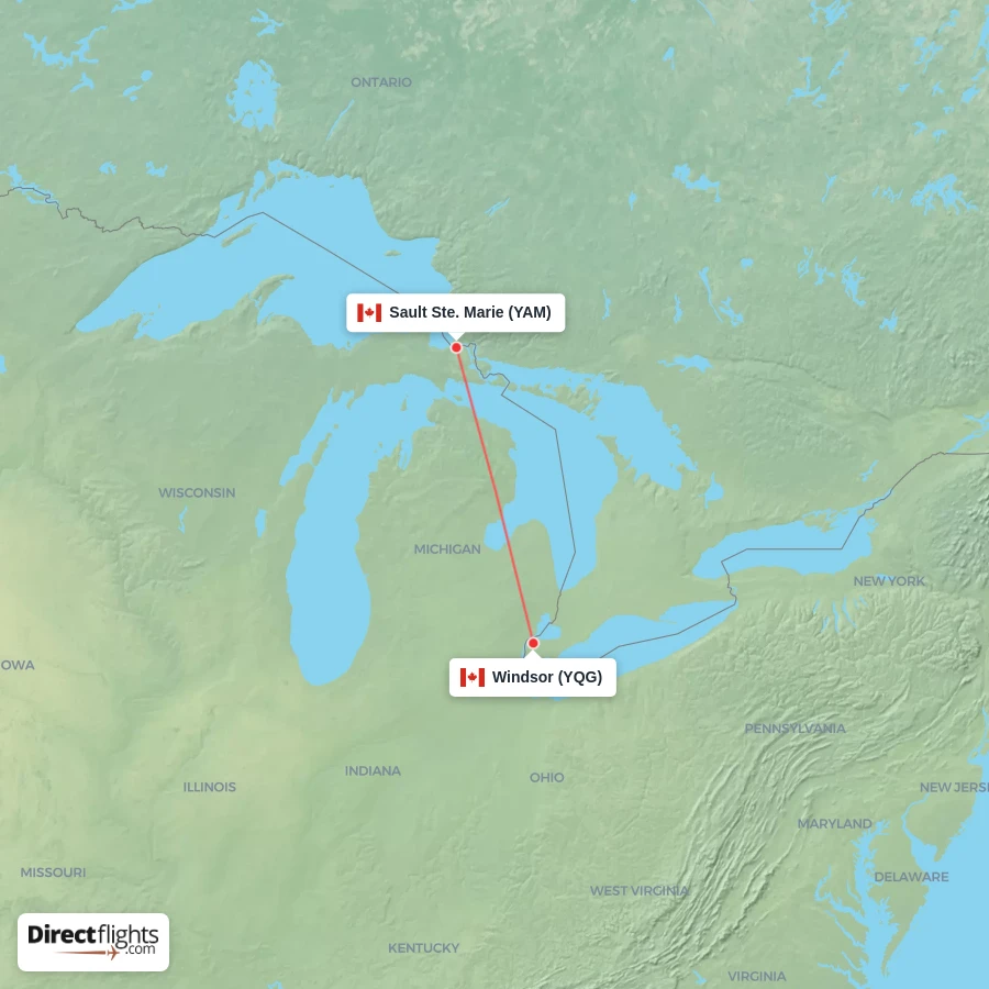 YQG - YAM route map