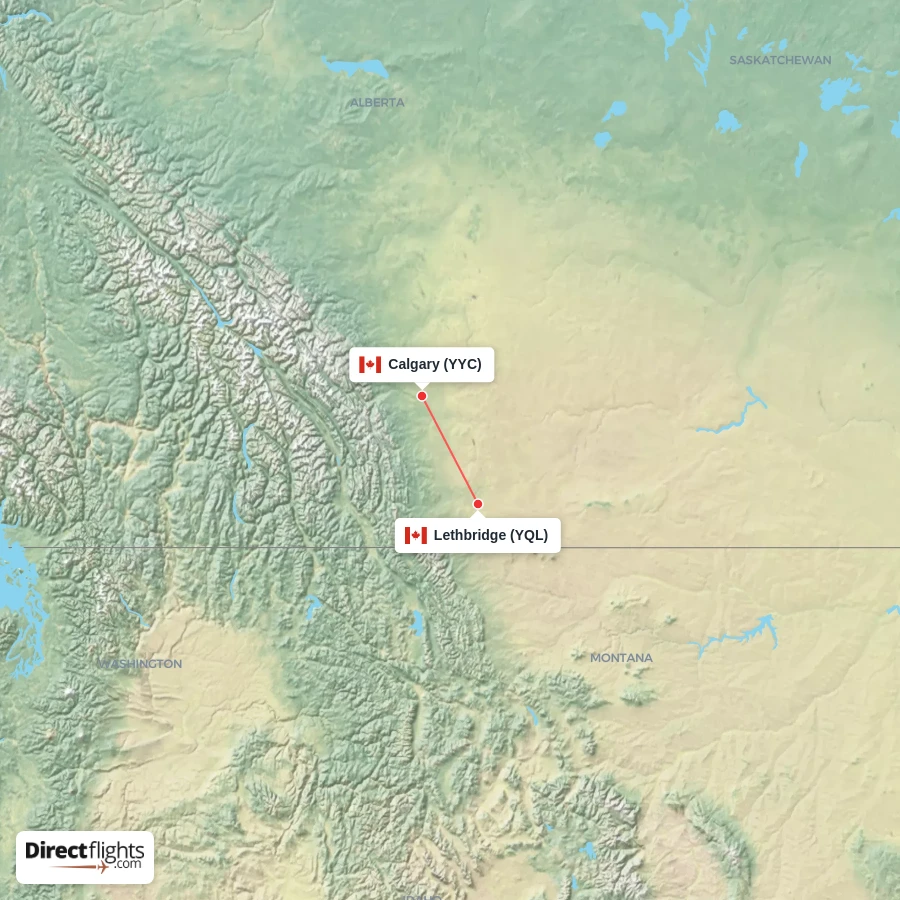 YQL - YYC route map