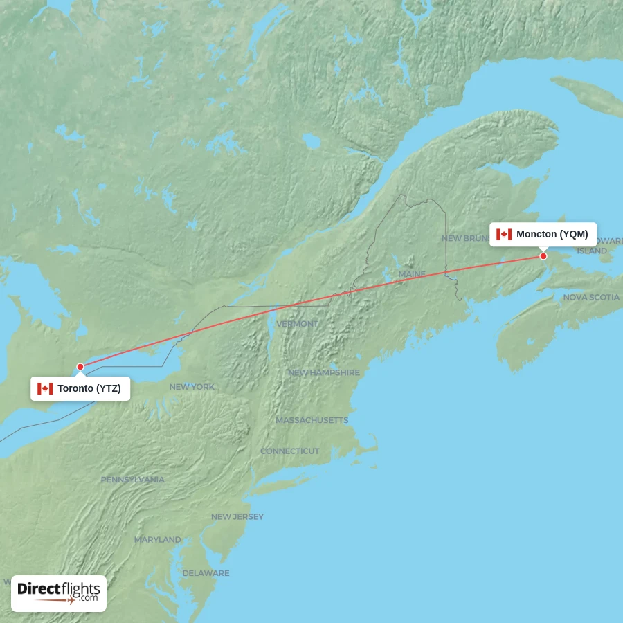 YQM - YTZ route map