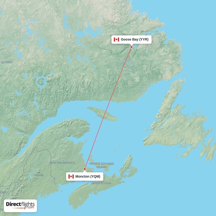 YQM - YYR route map