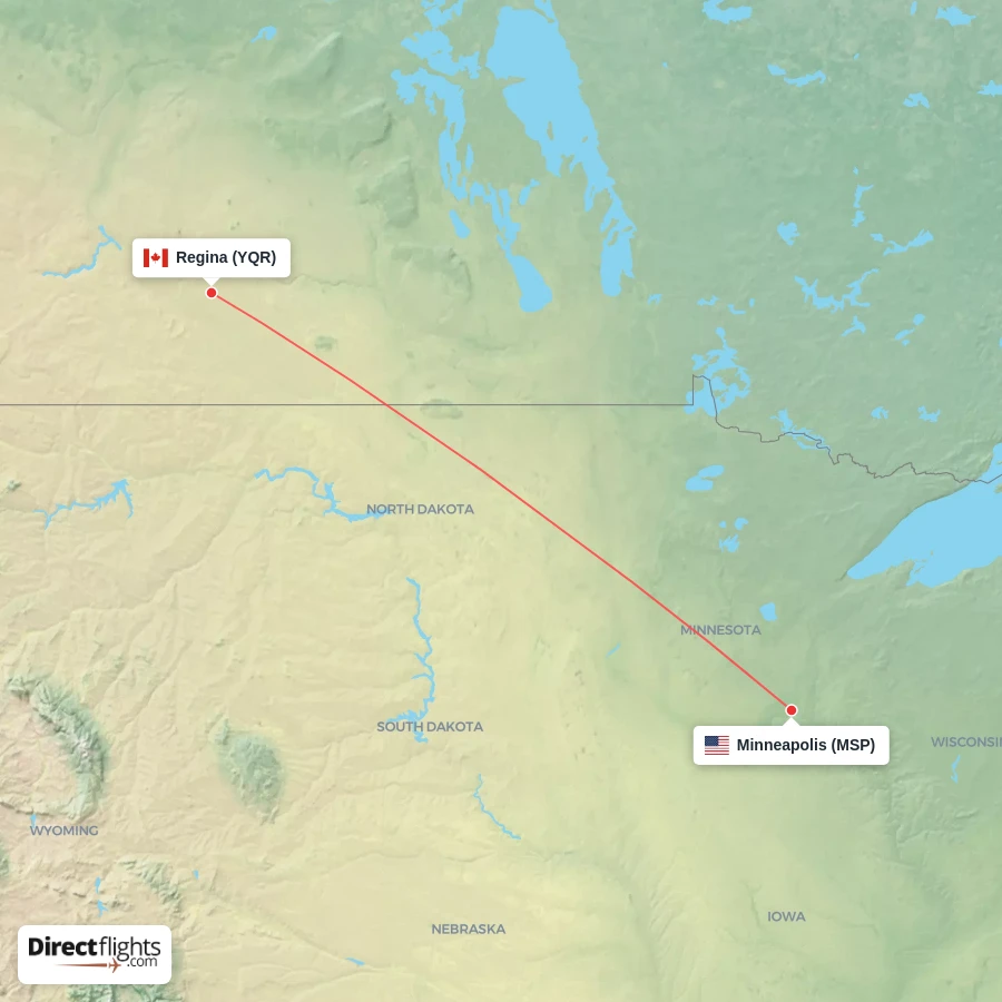 YQR - MSP route map
