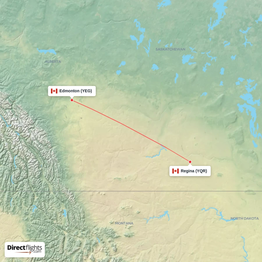 YQR - YEG route map