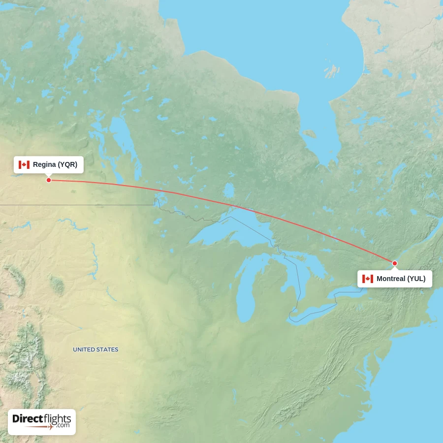 YQR - YUL route map