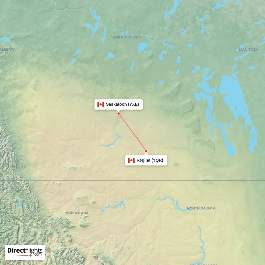 YQR - YXE route map