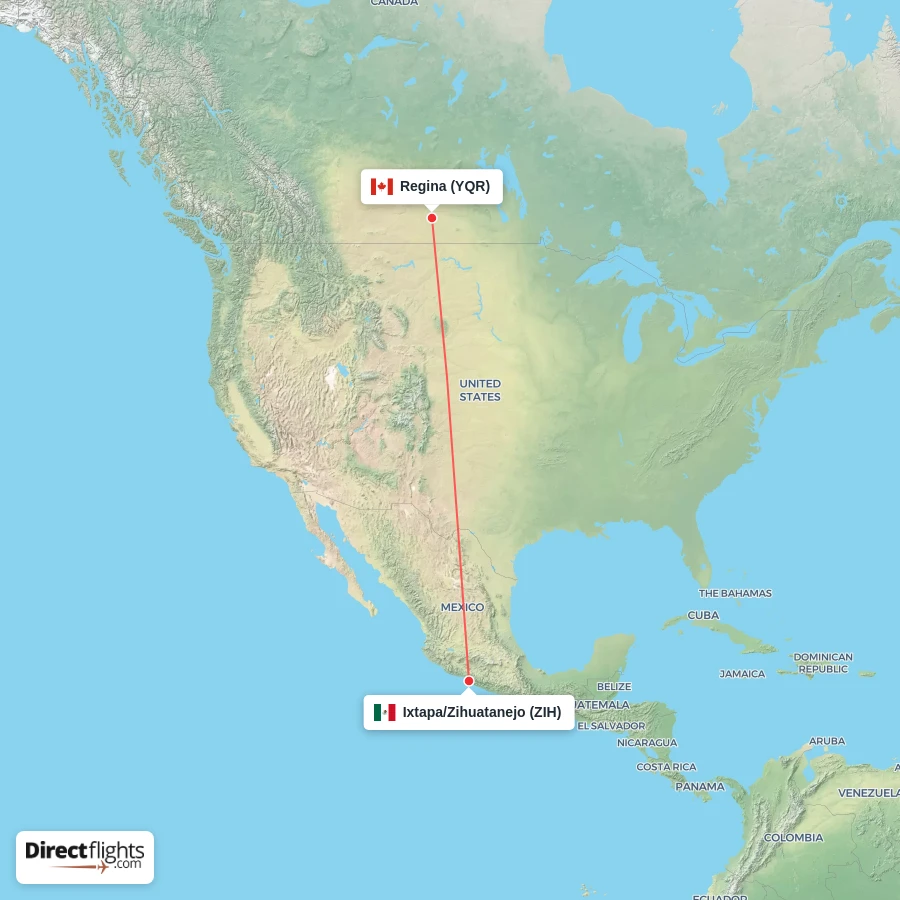YQR - ZIH route map