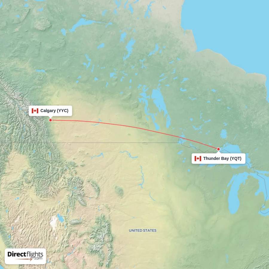 YQT - YYC route map