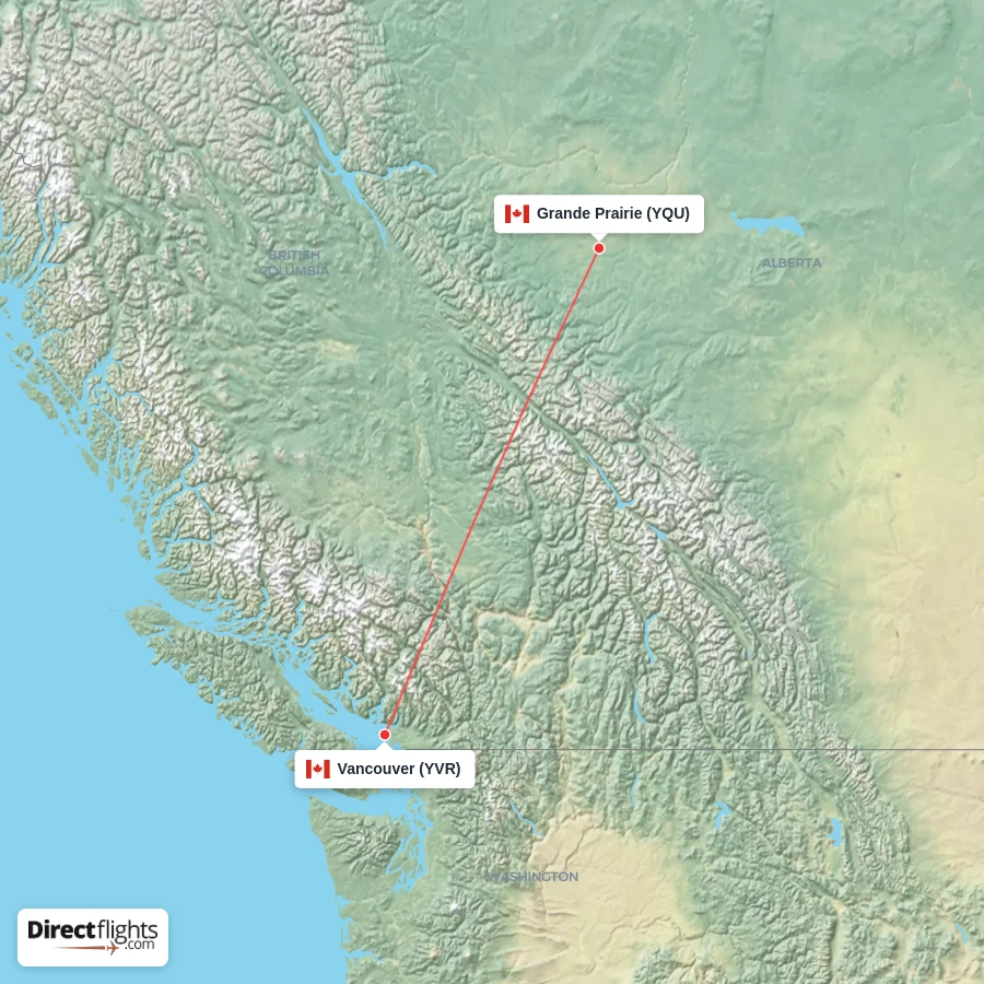 YQU - YVR route map