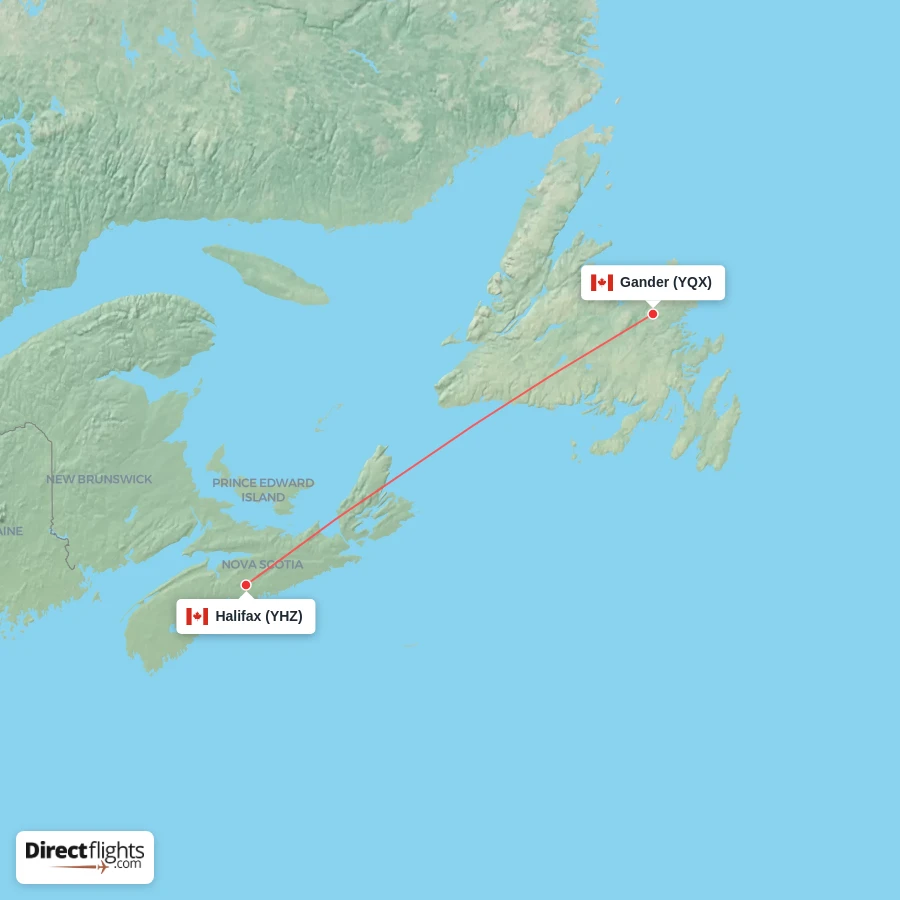 YQX - YHZ route map