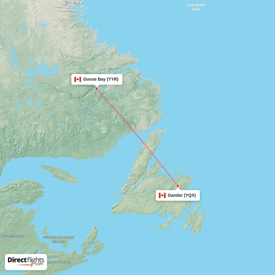 YQX - YYR route map