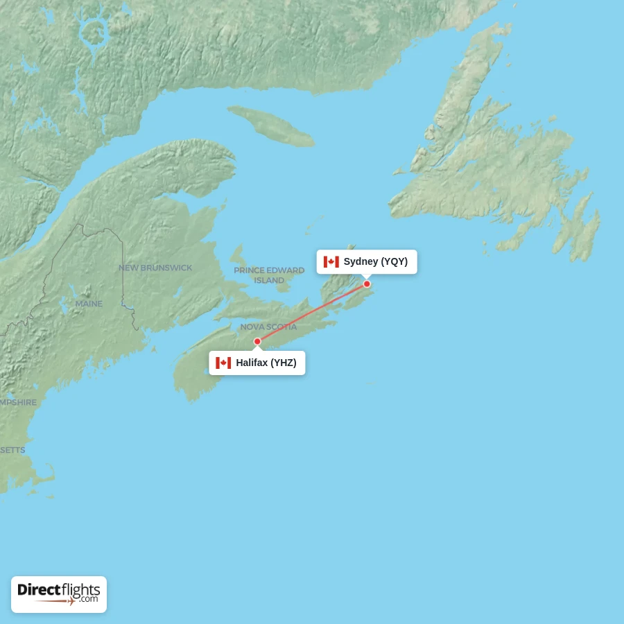 YQY - YHZ route map