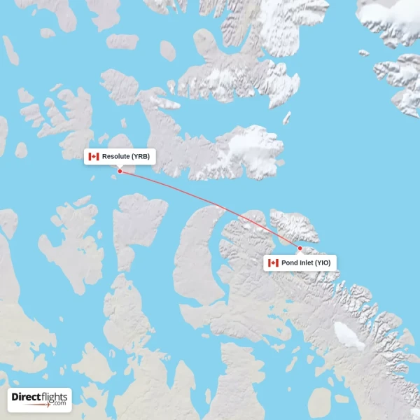 Resolute - Pond Inlet direct flight map