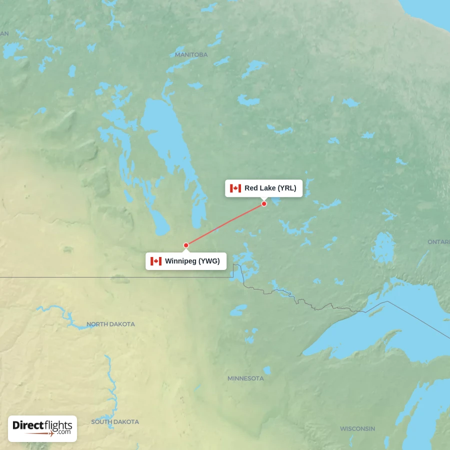 YRL - YWG route map