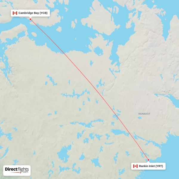 Rankin Inlet - Cambridge Bay direct flight map