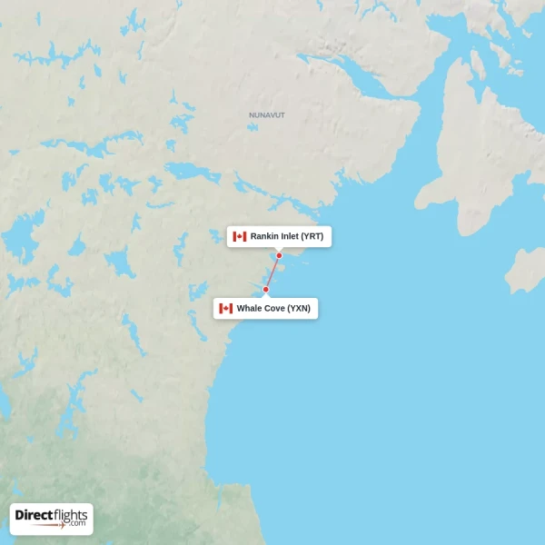 Rankin Inlet - Whale Cove direct flight map