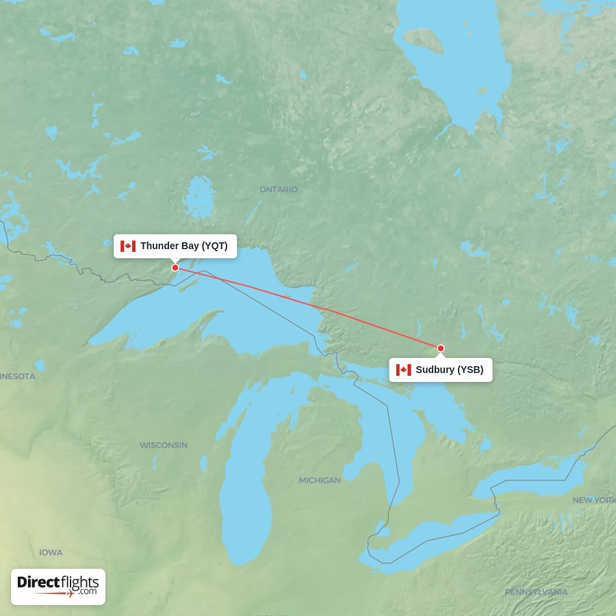 YSB - YQT route map