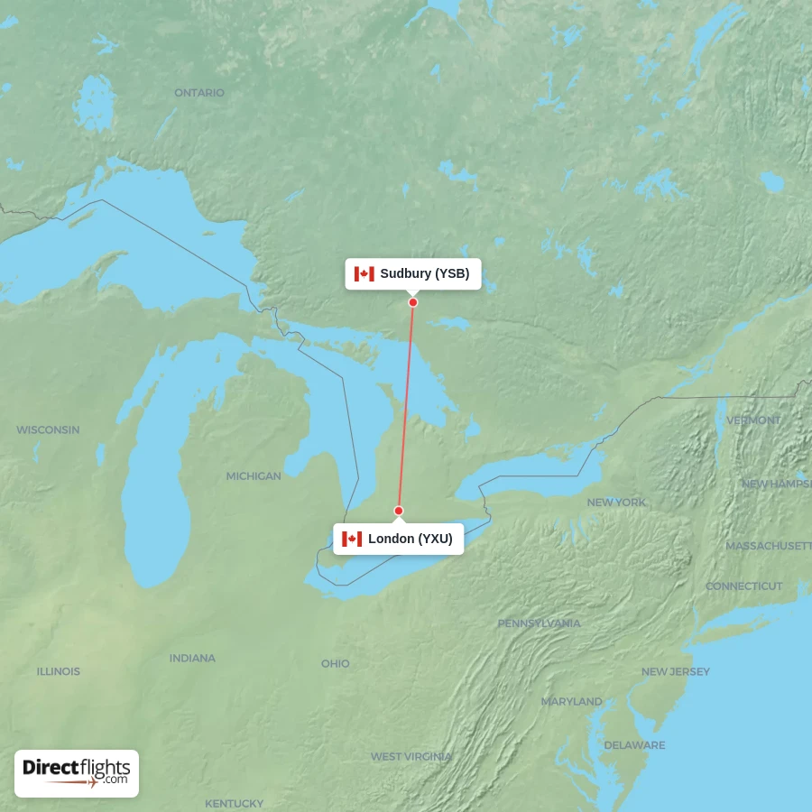 YSB - YXU route map
