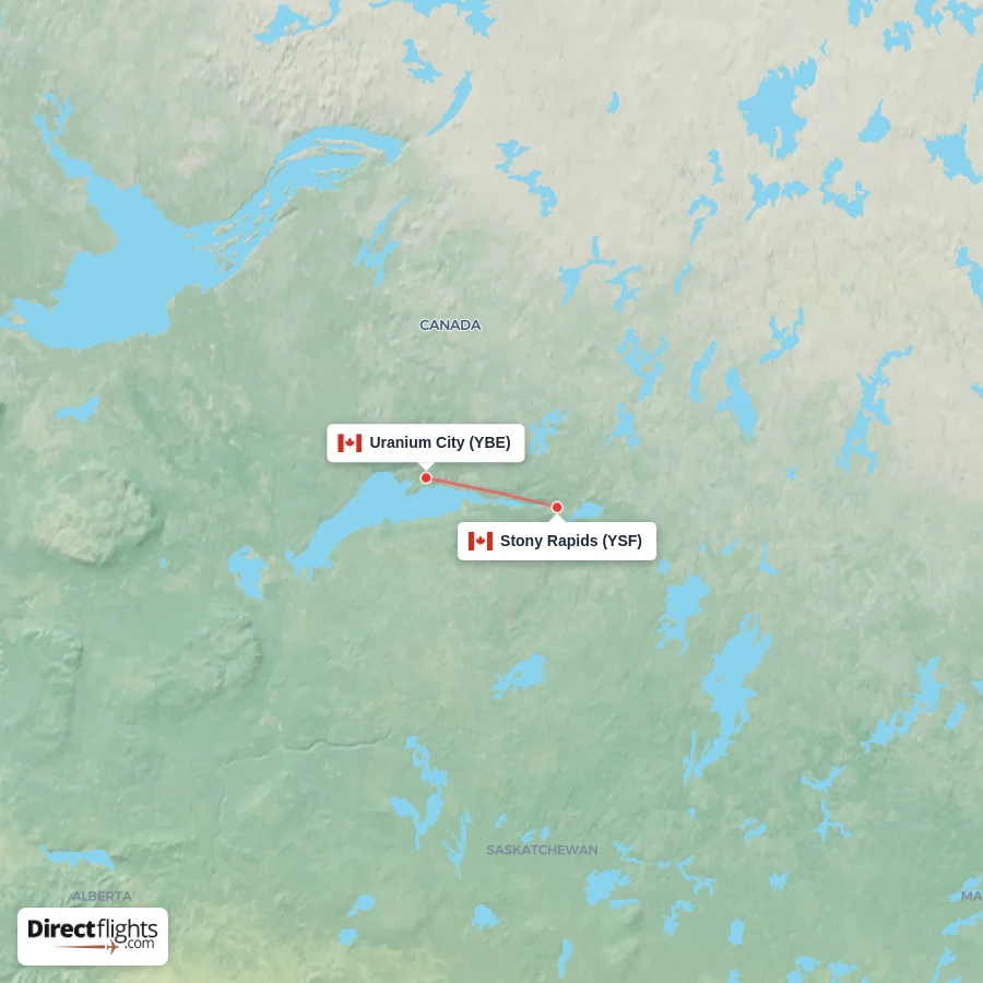 YSF - YBE route map