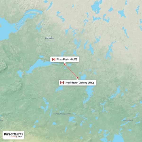 Stony Rapids - Points North Landing direct flight map