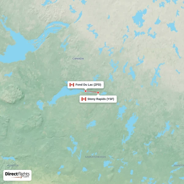 Stony Rapids - Fond Du Lac direct flight map