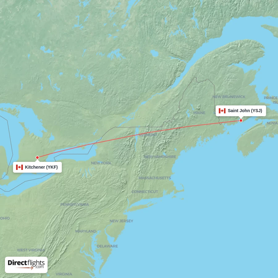 YSJ - YKF route map
