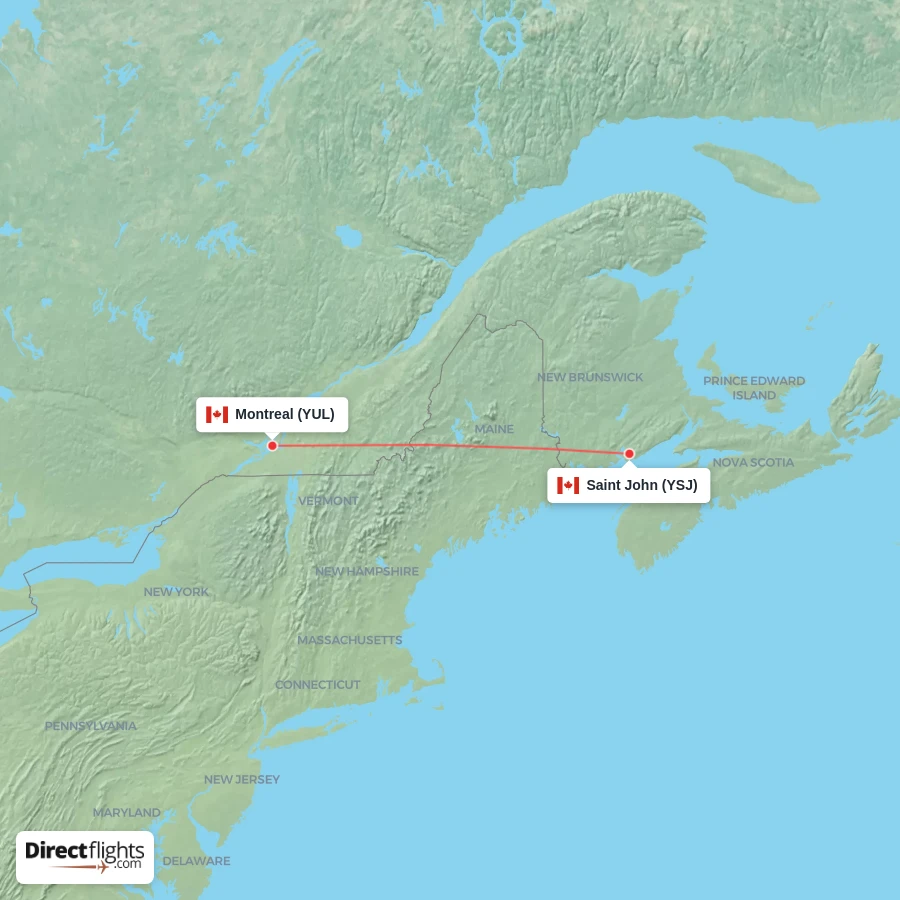 YSJ - YUL route map