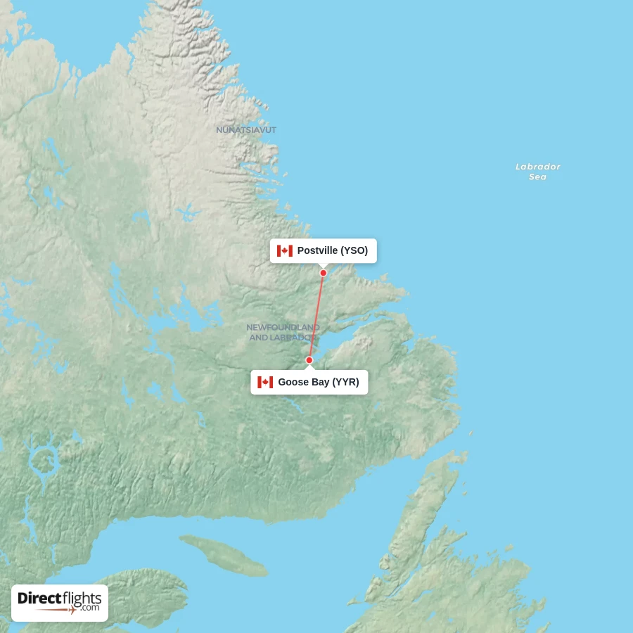 YSO - YYR route map