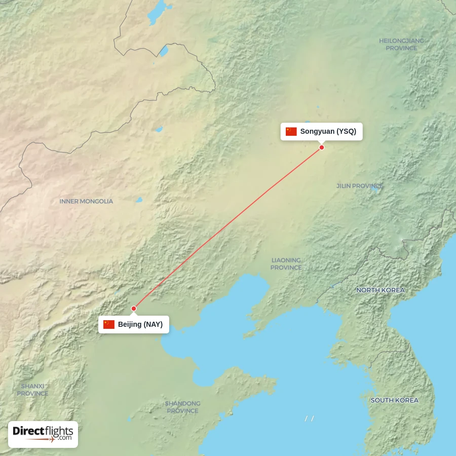 YSQ - NAY route map