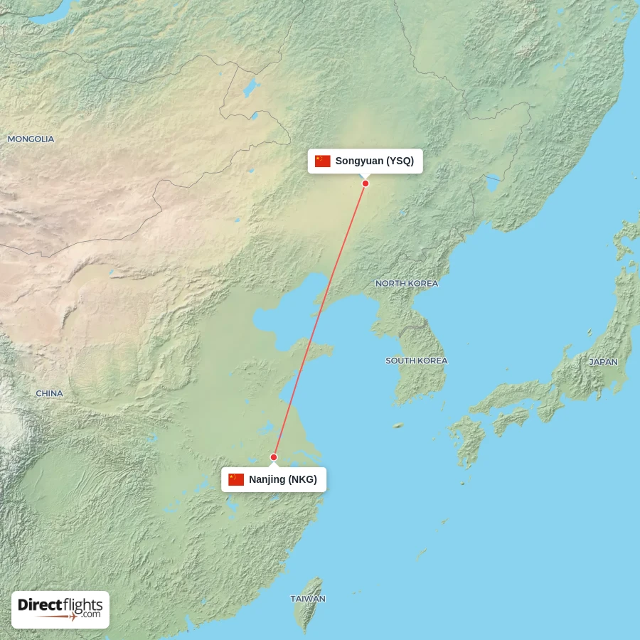 YSQ - NKG route map