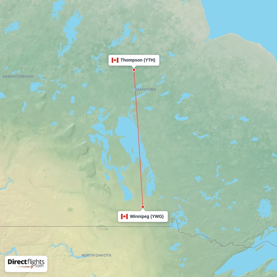 YTH - YWG route map