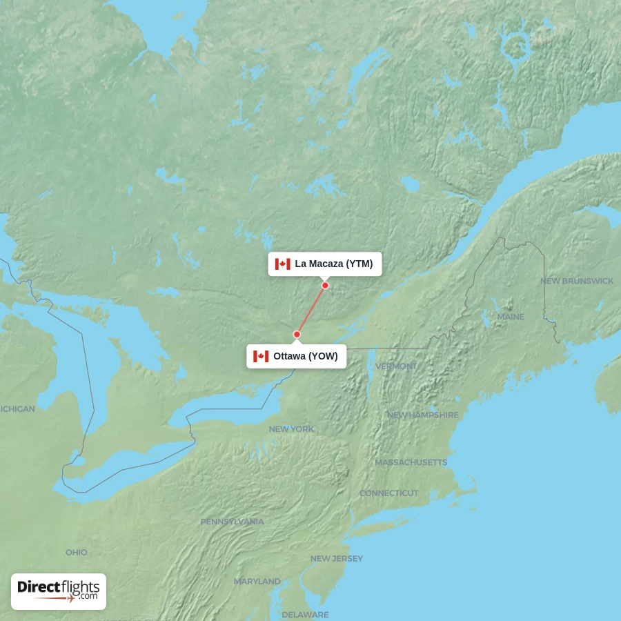 YTM - YOW route map