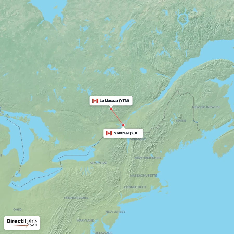 YTM - YUL route map